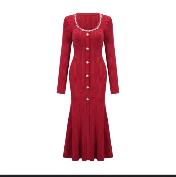 white christmas dresses Miss Rosier mesh midi dress main image 1